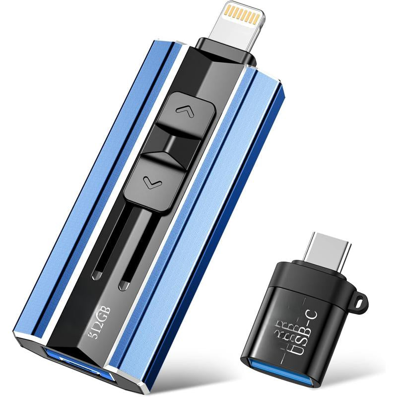 512GB Flash Drive Intended for Ipad Android and Computers, 4 in 1 Photo Stick for Phone Memory Storage Easily Backup Photos Videos, Plug and Play, No Application Required (Red)
