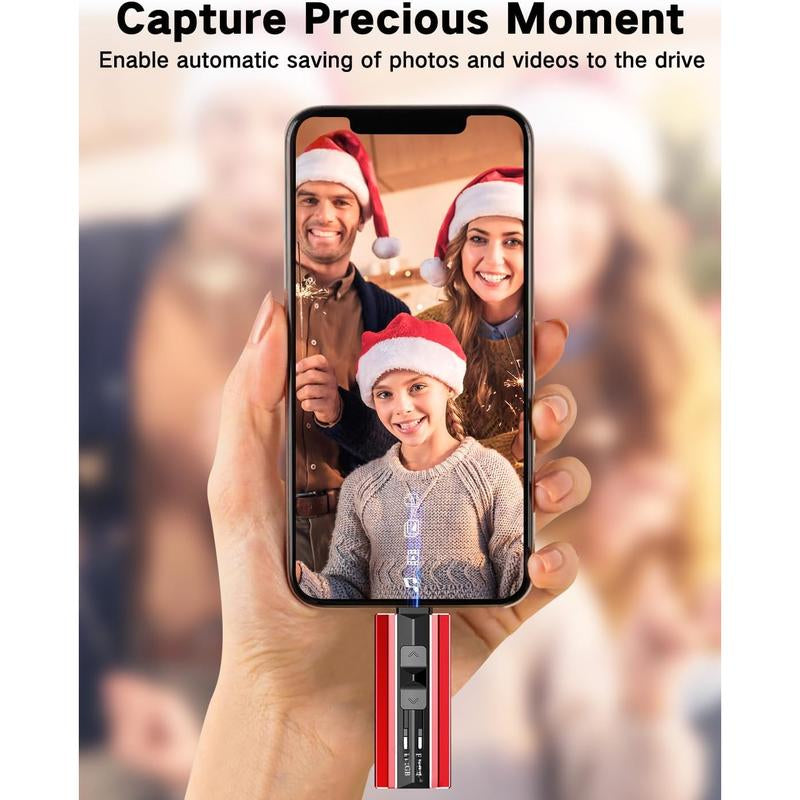 512GB Flash Drive Intended for Ipad Android and Computers, 4 in 1 Photo Stick for Phone Memory Storage Easily Backup Photos Videos, Plug and Play, No Application Required (Red)