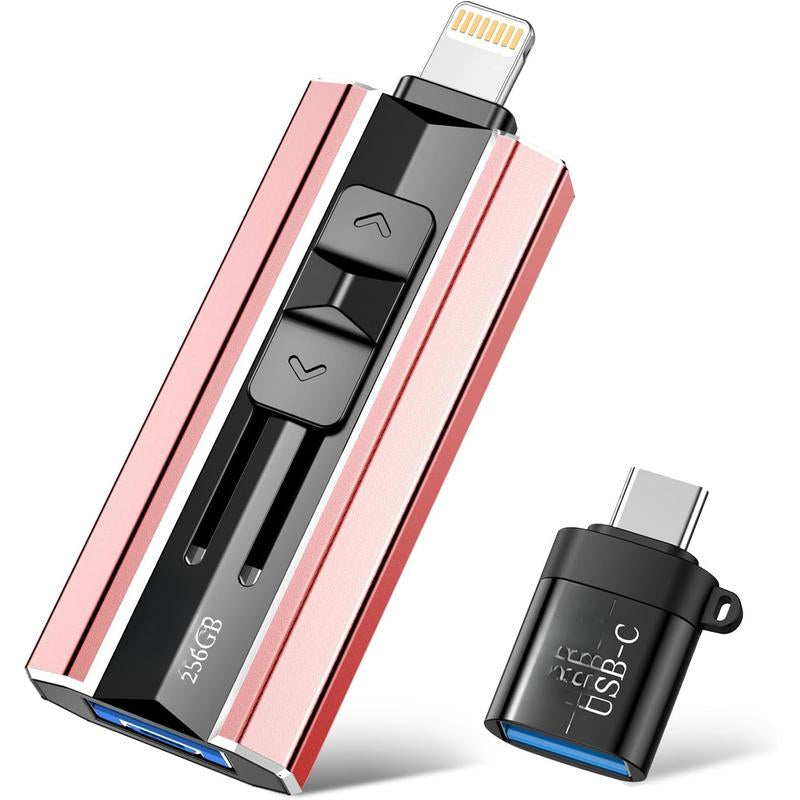 512GB Flash Drive Intended for Ipad Android and Computers, 4 in 1 Photo Stick for Phone Memory Storage Easily Backup Photos Videos, Plug and Play, No Application Required (Red)