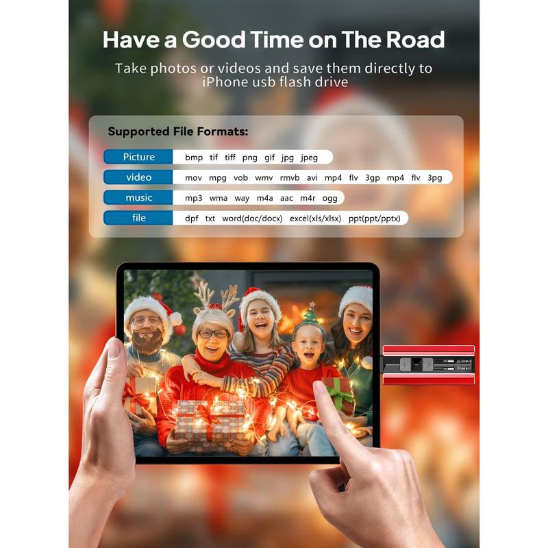 512GB Flash Drive Intended for Ipad Android and Computers, 4 in 1 Photo Stick for Phone Memory Storage Easily Backup Photos Videos, Plug and Play, No Application Required (Red)